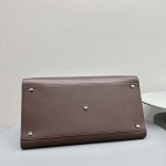 The Row Soft Margaux 17 Bag in Chocolate Smooth Leather