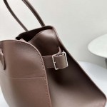 The Row Soft Margaux 17 Bag in Chocolate Smooth Leather