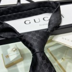 Gucci GG Pattern Silk Tie ‎Black 456520 