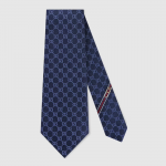 Gucci GG Pattern Silk Tie Navy Blue 456520 