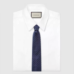 Gucci GG Pattern Silk Tie Navy Blue 456520 