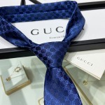 Gucci GG Pattern Silk Tie Navy Blue 456520 