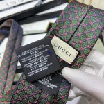 Gucci GG and rhombus motif silk tie green