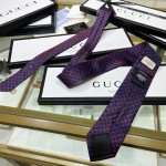 Gucci GG and rhombus motif silk tie navy / red