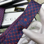 Gucci GG and rhombus motif silk tie navy / red