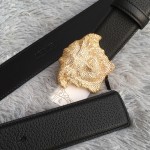 Versace 3D Medusa Diamond Togo Leather belt Black/ Gold