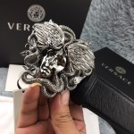 Versace Medusa Snake Wings Palm Leather Belt Black/Black