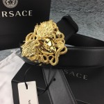 Versace Medusa Snake Wings Leather Belt Black/Gold