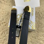 Versace Medusa Leather Belt with Diamonds Black