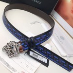 Versace La Medusa La Greca Reversible Belt Blue