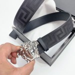 Versace Medusa Buckle Printed Nylon Belt Black