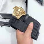 Versace Medusa Buckle Printed Nylon Belt Black