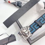 Versace Medusa Buckle Printed Nylon Belt Blue