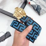 Versace Medusa Buckle Printed Nylon Belt Blue