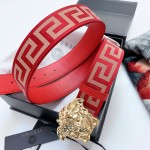 Versace Medusa Buckle Printed Nylon Belt Red