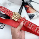 Versace Medusa Buckle Printed Nylon Belt Red