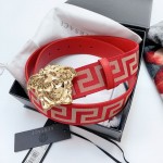 Versace Medusa Buckle Printed Nylon Belt Red