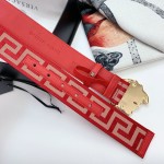 Versace Medusa Buckle Printed Nylon Belt Red