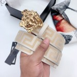 Versace Medusa Buckle Printed Nylon Belt White