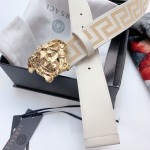 Versace Medusa Buckle Printed Nylon Belt White