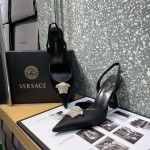 Versace Crystal La Medusa Satin Sling-Back Pumps Black