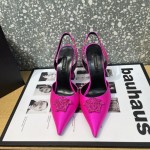 Versace Crystal La Medusa Satin Sling-Back Pumps Fuchsia