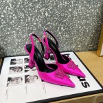 Versace Crystal La Medusa Satin Sling-Back Pumps Fuchsia