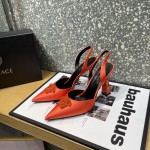 Versace Crystal La Medusa Satin Sling-Back Pumps Orange