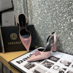 Versace Crystal La Medusa Satin Sling-Back Pumps Pink