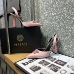 Versace Crystal La Medusa Satin Sling-Back Pumps Pink