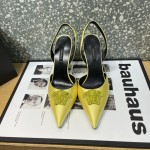 Versace Crystal La Medusa Satin Sling-Back Pumps Yellow