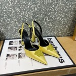 Versace Crystal La Medusa Satin Sling-Back Pumps Yellow