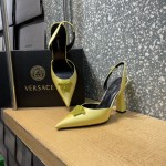 Versace Crystal La Medusa Satin Sling-Back Pumps Yellow