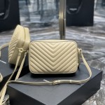 Saint Laurent Lou Camera Bag in Quilted Leather Beige