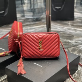 Saint Laurent Lou Camera Bag in Quilted Leather Red