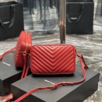 Saint Laurent Lou Camera Bag in Quilted Leather Red