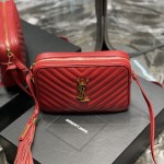 Saint Laurent Lou Camera Bag in Quilted Leather Red