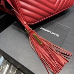 Saint Laurent Lou Camera Bag in Quilted Leather Red