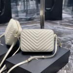 Saint Laurent Lou Camera Bag in Quilted Leather White