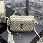 Saint Laurent Lou Camera Bag in Quilted Leather White