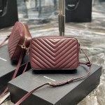 Saint Laurent Lou Camera Bag in Quilted Leather Burgundy