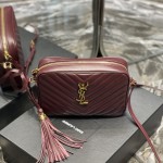 Saint Laurent Lou Camera Bag in Quilted Leather Burgundy