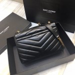 YSL Black Small Loulou Monogram Bag Gold