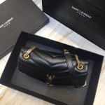 YSL Black Small Loulou Monogram Bag Gold