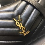 YSL Black Small Loulou Monogram Bag Gold