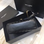 YSL Black Small Loulou Monogram Bag Gold