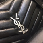 YSL Black Small Loulou Monogram Bag Silver