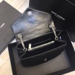 YSL Black Small Loulou Monogram Bag Silver