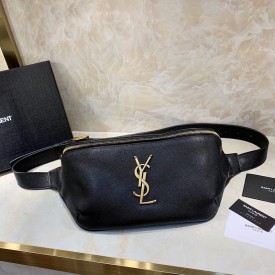 YSL Classic Monogram Belt Bag Textured Leather Black