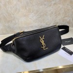 YSL Classic Monogram Belt Bag Textured Leather Black